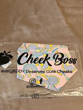 NWT Cheek Boss Pink Tennis Print Thong Panties Size Med